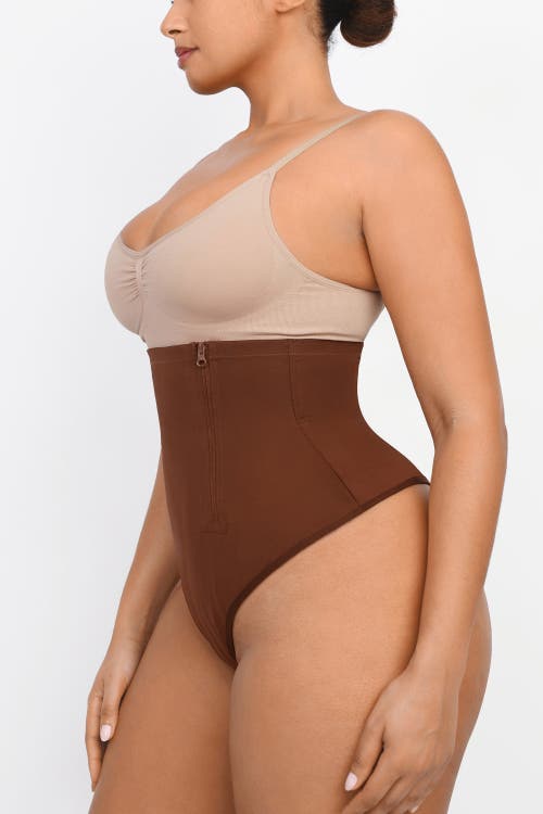 Shapellx Side Zip Shaping Panty In Mocha
