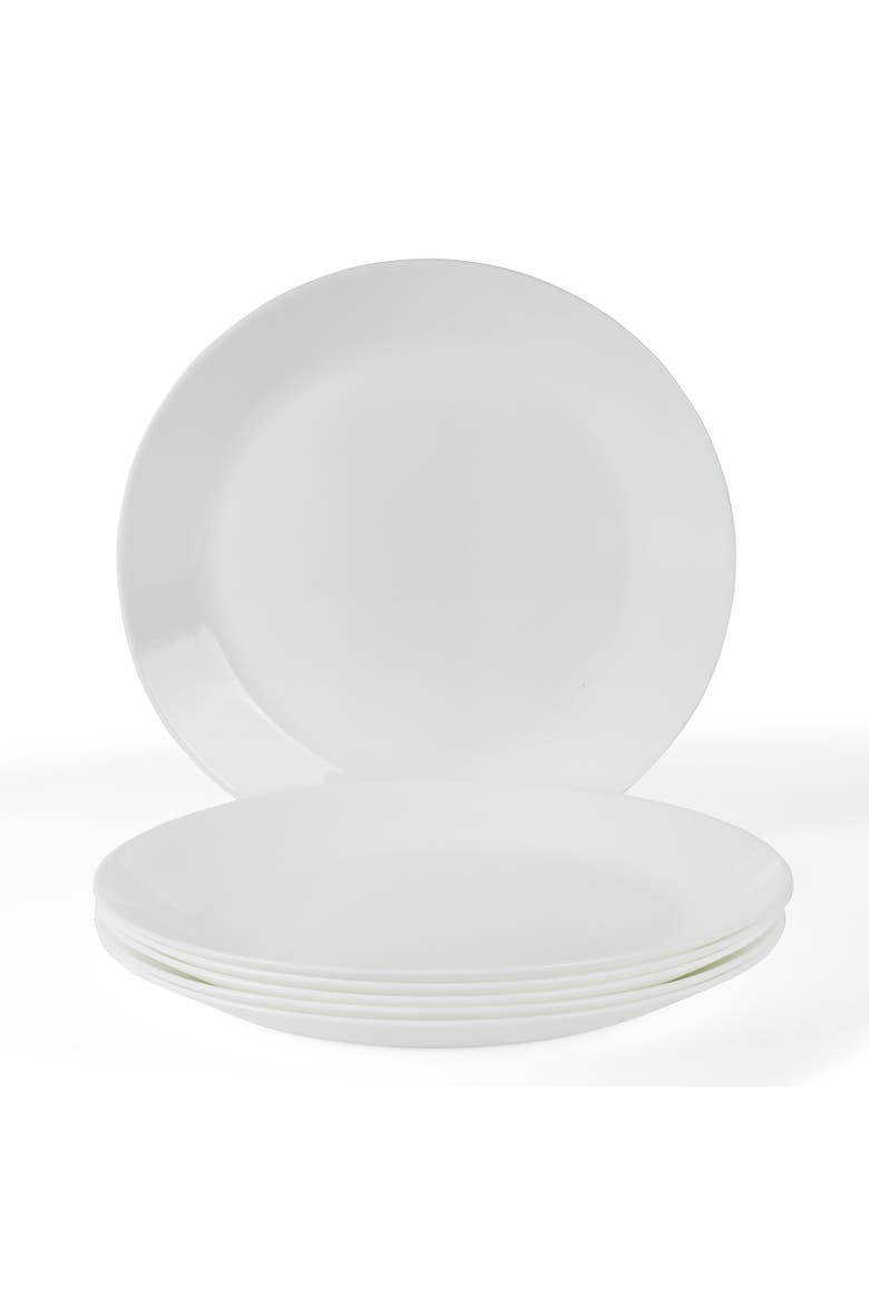 Opalton 6-Piece Chip Resistant Opal Glass Dinner Plate Set, Main, color, White