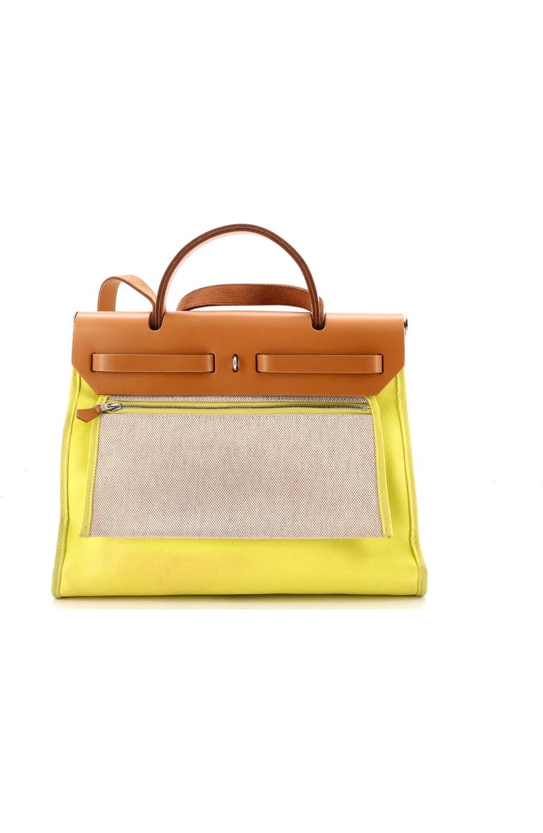 Pre-Owned Hermes Herbag Zip Berline Vache Canvas and Leather 31, Alternate, color, Lime