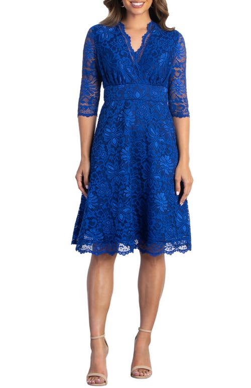 Kiyonna Mademoiselle A-line Lace Cocktail Dress In Blue