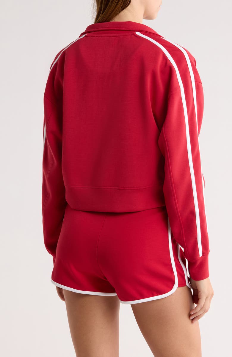 RDI Contrast Trim Knit Full Zip Jacket, Alternate, color, Crimson / White