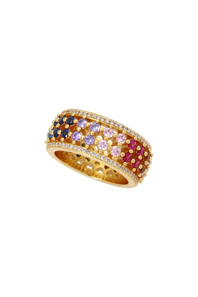 Rainbow Pavé Band Ring, Alternate, color, GOLD/ MULTI