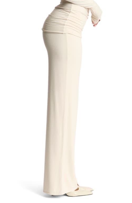 Naked Wardrobe Foldover Flare Pants In Cream