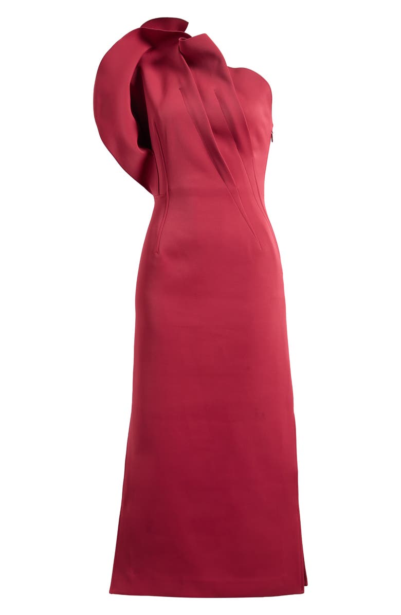Acler Hawkley One-Shoulder Midi Dress, Alternate, color, Bordeaux