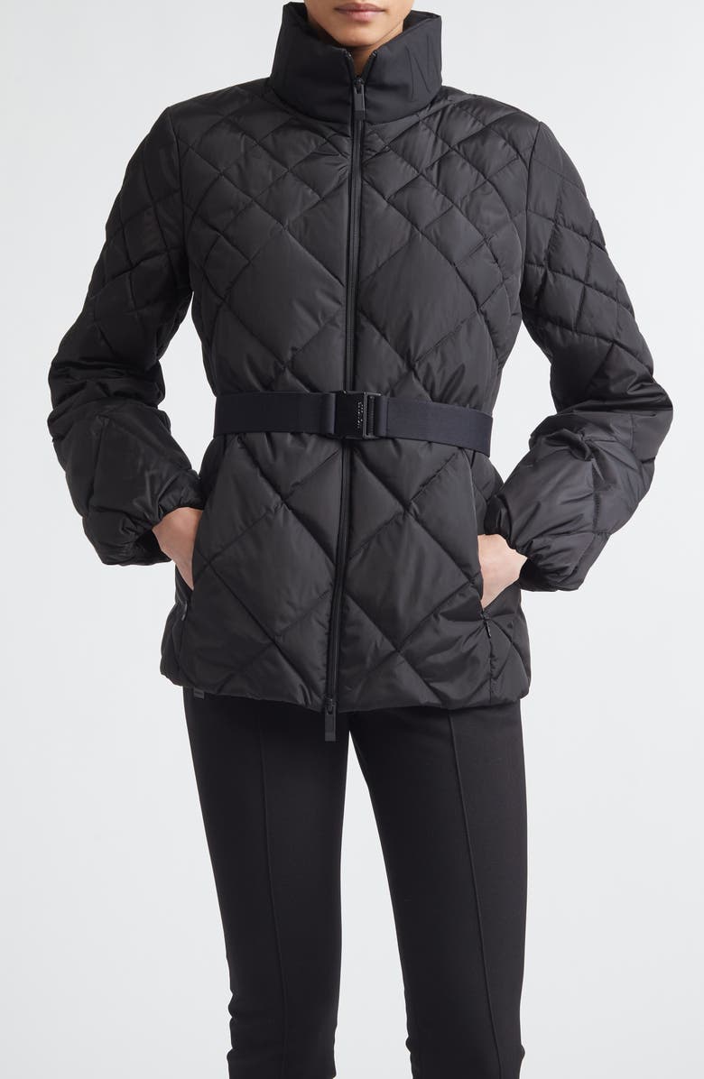 Moncler Balsamine Belted Water Repellent Quilted Down Jacket, Main, color, Black