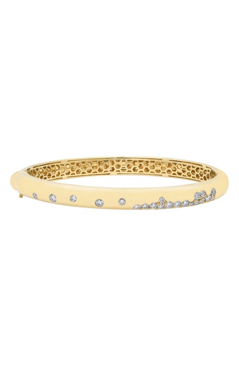 Gold Diamond Thin Bangle