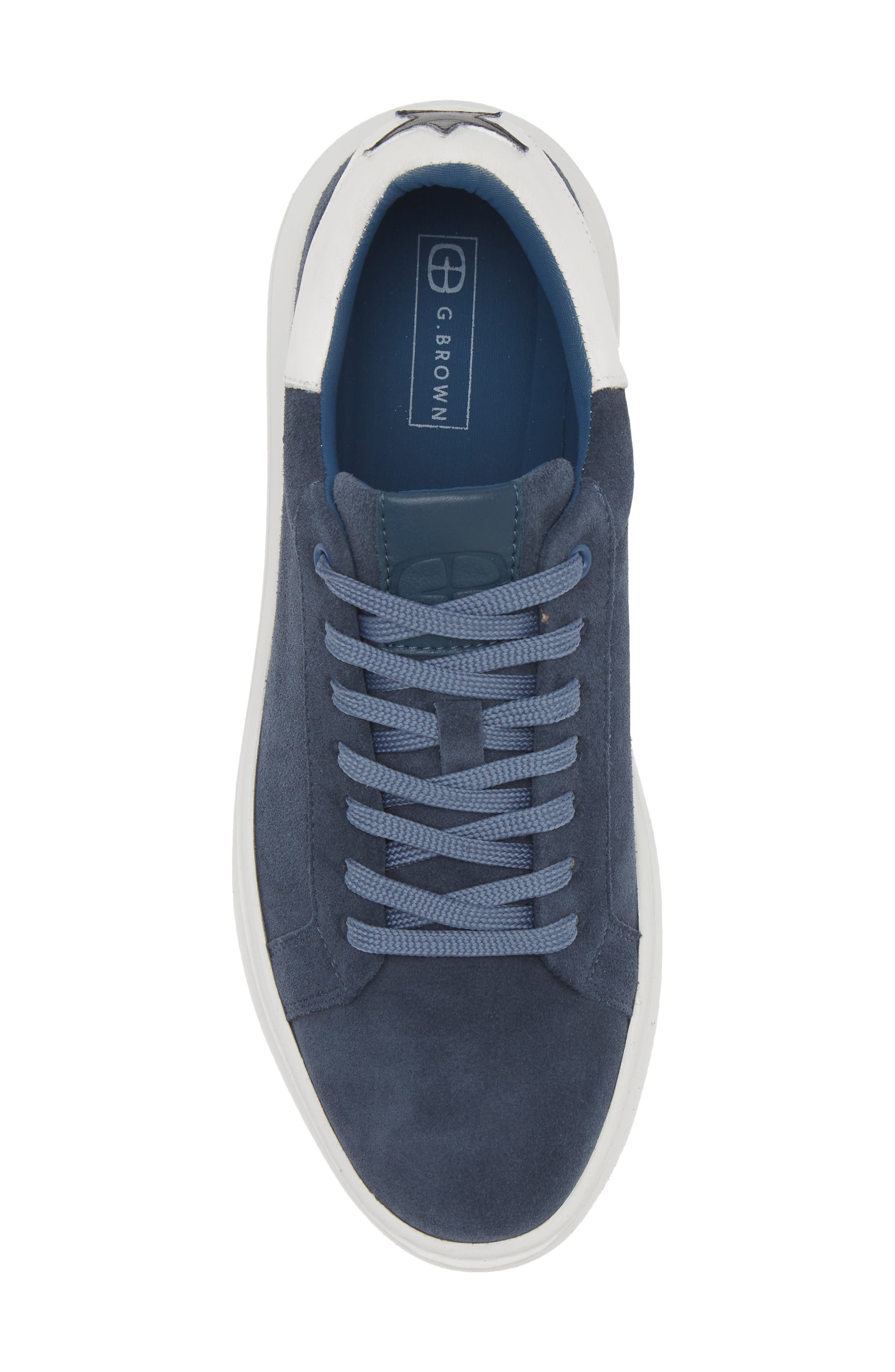 G Brown Puff Low Top Suede Sneaker, Alternate, color, Blue/ White