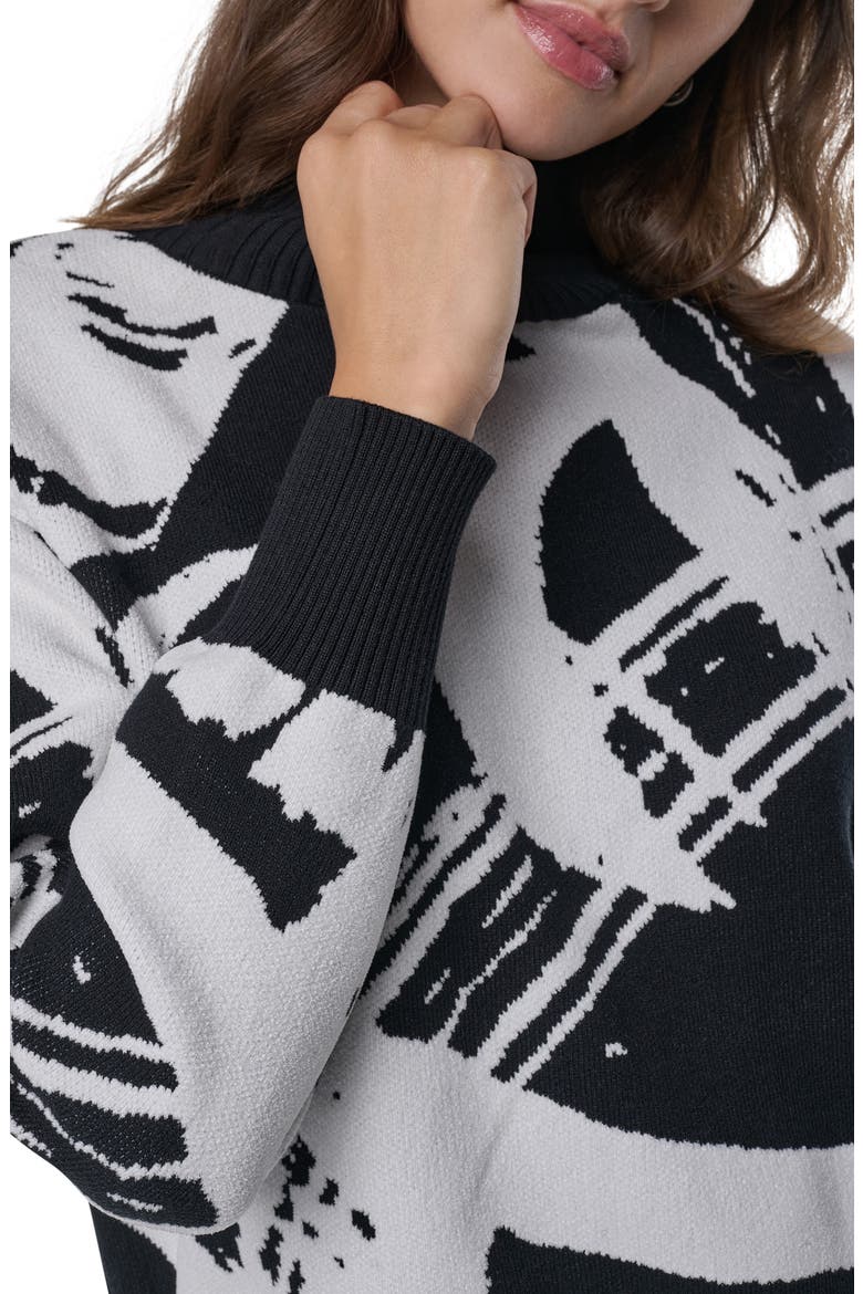 Brushstroke Mock Neck Sweater, Alternate, color, BLK/ IVY