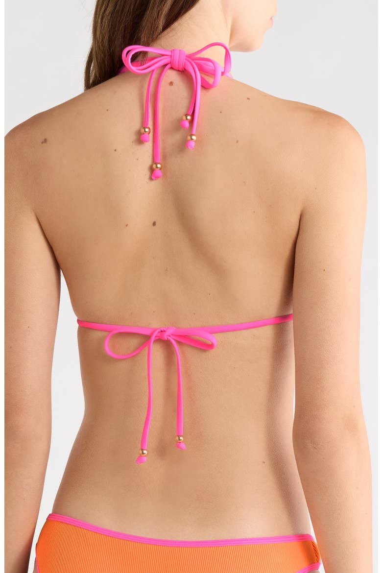 Halter Bralette Bikini Top, Alternate, color, PEACH POP