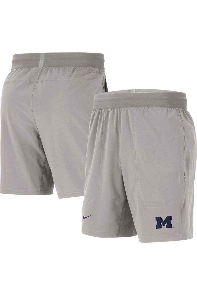 Men's Nike  Gray Michigan Wolverines Player Performance Shorts, Main, color, Gray