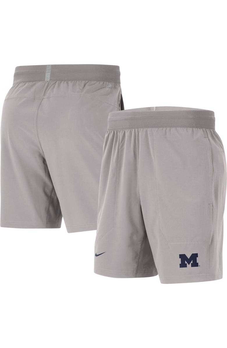 Nike Men's Nike Gray Michigan Wolverines Player Performance Shorts, Main, color,