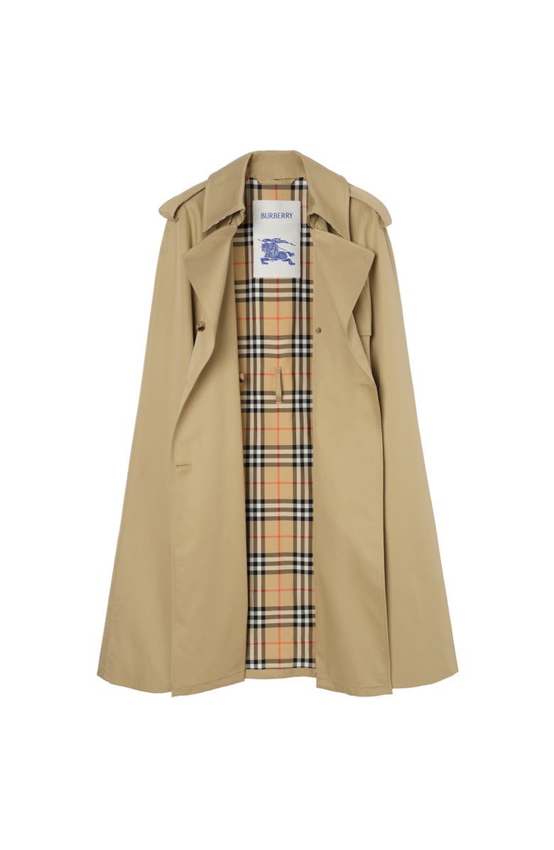 Burberry Gabardine Belmont Trench Cape, Alternate, color, Beige