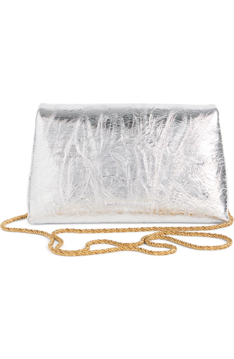 Dries Van Noten Metallic Leather Envelope Clutch, Alternate, color, Silver 952