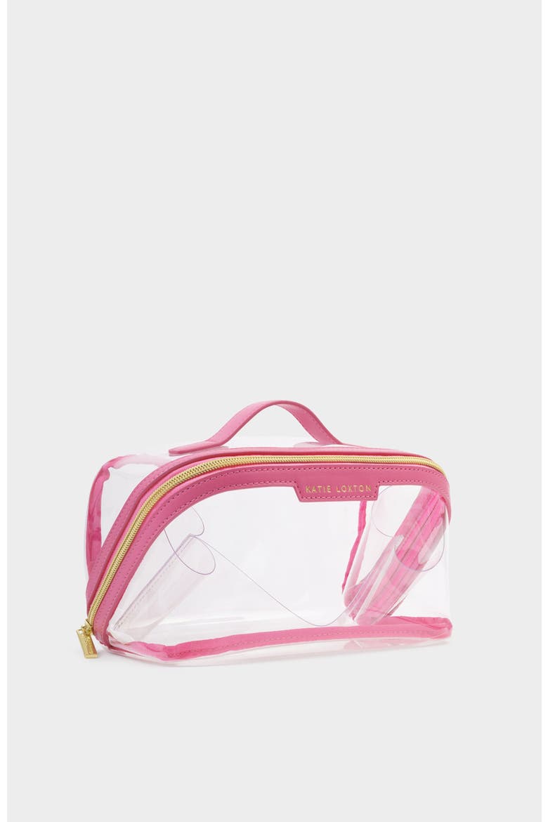 Medium Clear Fold-Out Wash Bag, Alternate, color, Sugar Pink