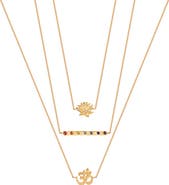 Karma and Luck Aligned in Serenity - Lotus OM Chakra Bar Triple Layer Necklace