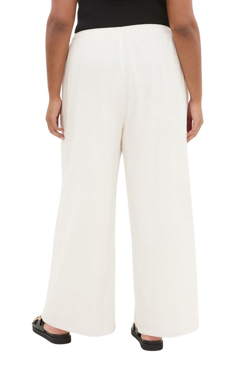 City Chic Holly Wide Leg Linen Blend Drawstring Pants, Alternate, color, Ivory