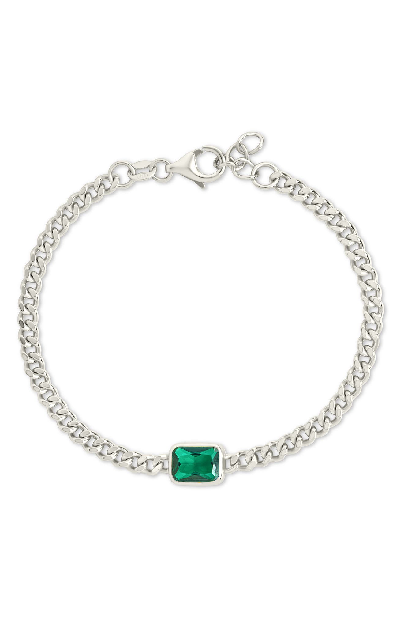 Sterling Forever Tali Crystal Curb Chain Bracelet