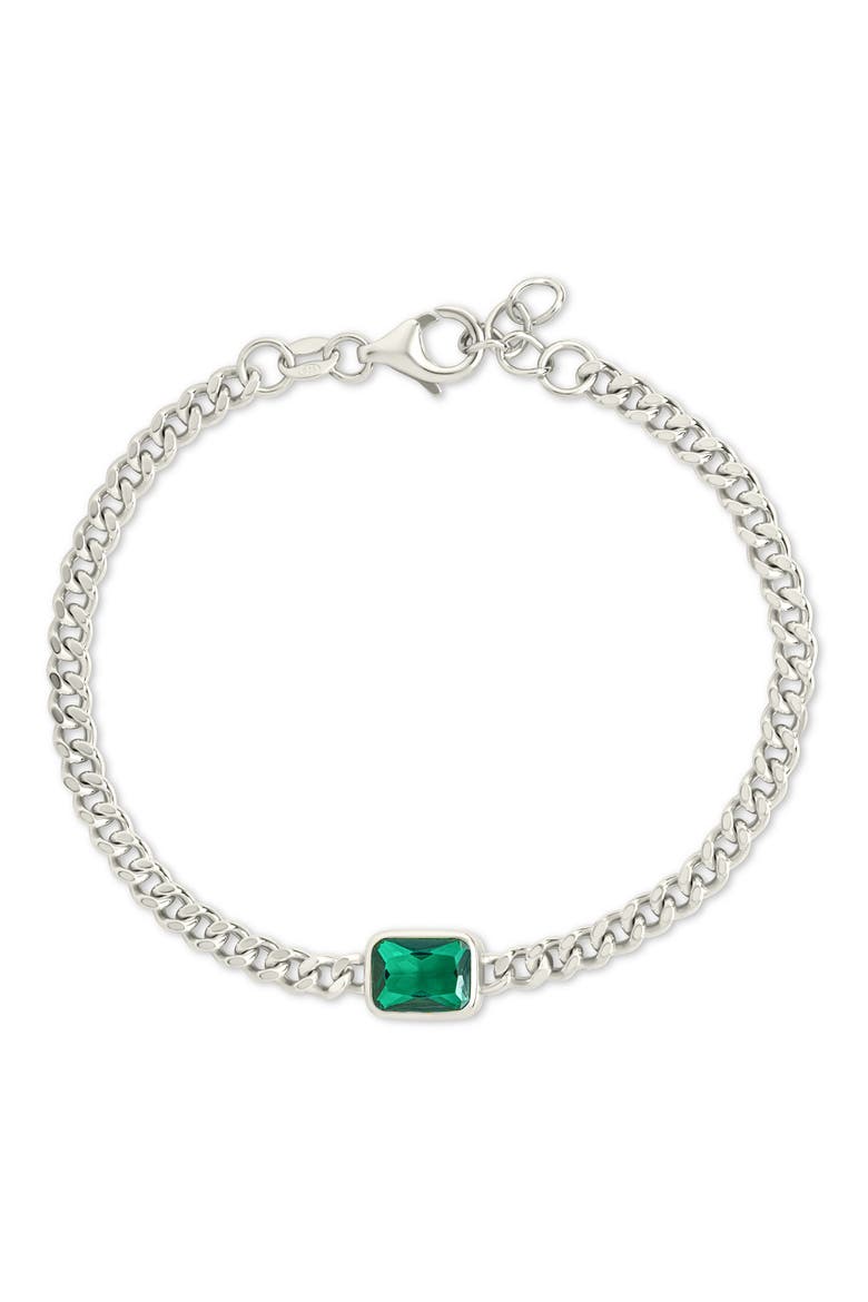 Tali Crystal Curb Chain Bracelet, Main, color, SILVER