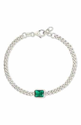 Sterling Forever Tali Crystal Curb Chain Bracelet