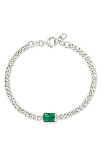 Sterling Forever Tali Crystal Curb Chain Bracelet In Metallic