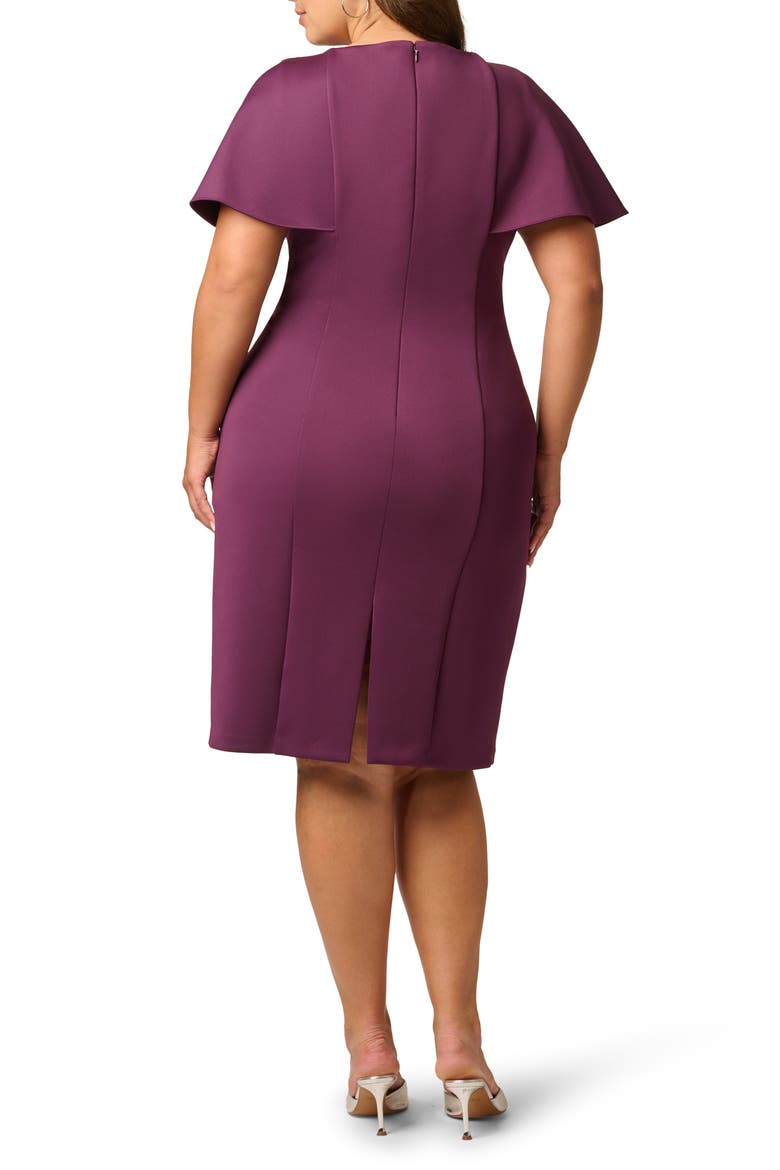 Floral Appliquéd Scuba Sheath Dress, Alternate, color, PINOT NOIR