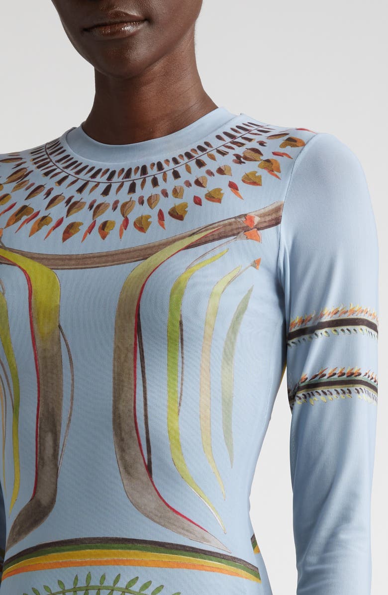 Altuzarra Atalanti Botanical Print Stretch Mesh Dress, Alternate, color, 