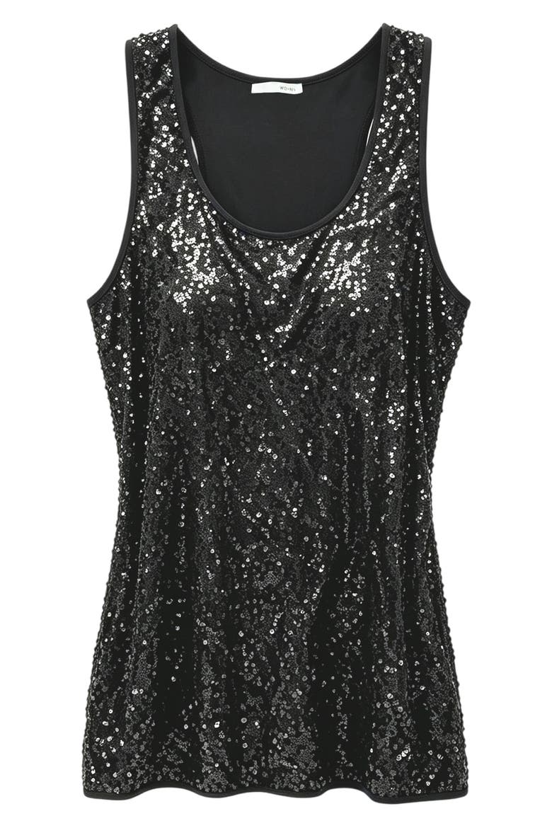 Sequin Tank, Main, color, BLACK