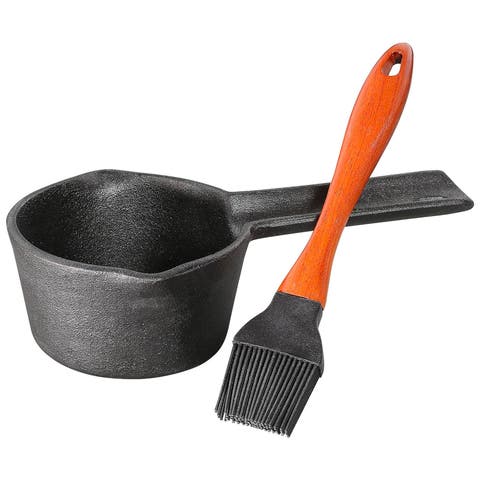 Cast Iron Basting Set W/ Saucepan & Brush, 0.4qt