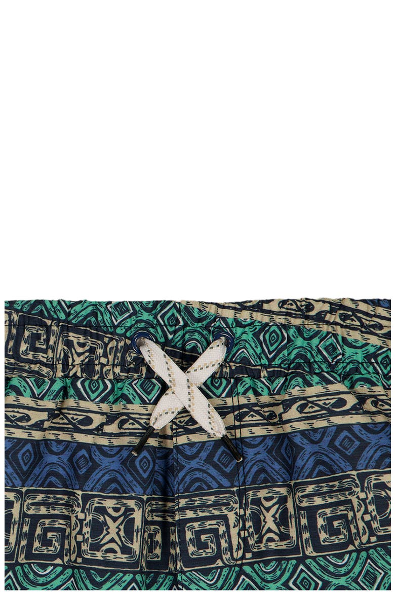 Long Sleeve Rashguard & Swim Trunks Set, Alternate, color, GREEN/ BLUE MULTI