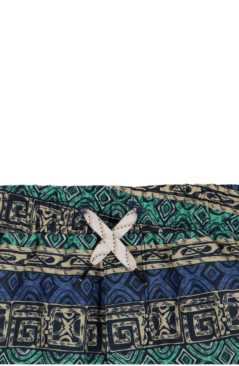 Quiksilver Long Sleeve Rashguard & Swim Trunks Set, Alternate, color, Green/ Blue Multi