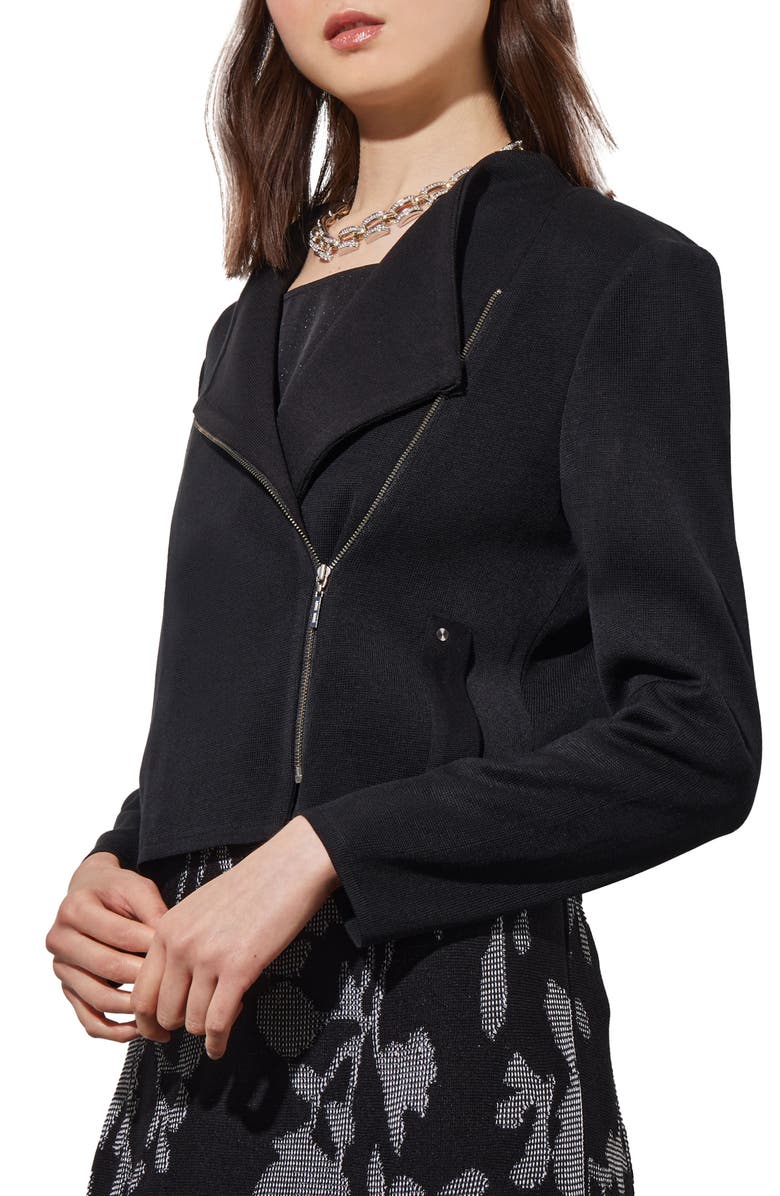 Ming Wang Knit Moto Jacket, Alternate, color, Black