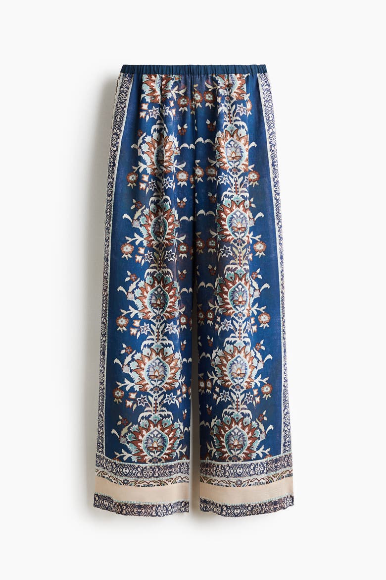 Viscose-Blend Pull-On Pants, Alternate, color, Blue/patterned