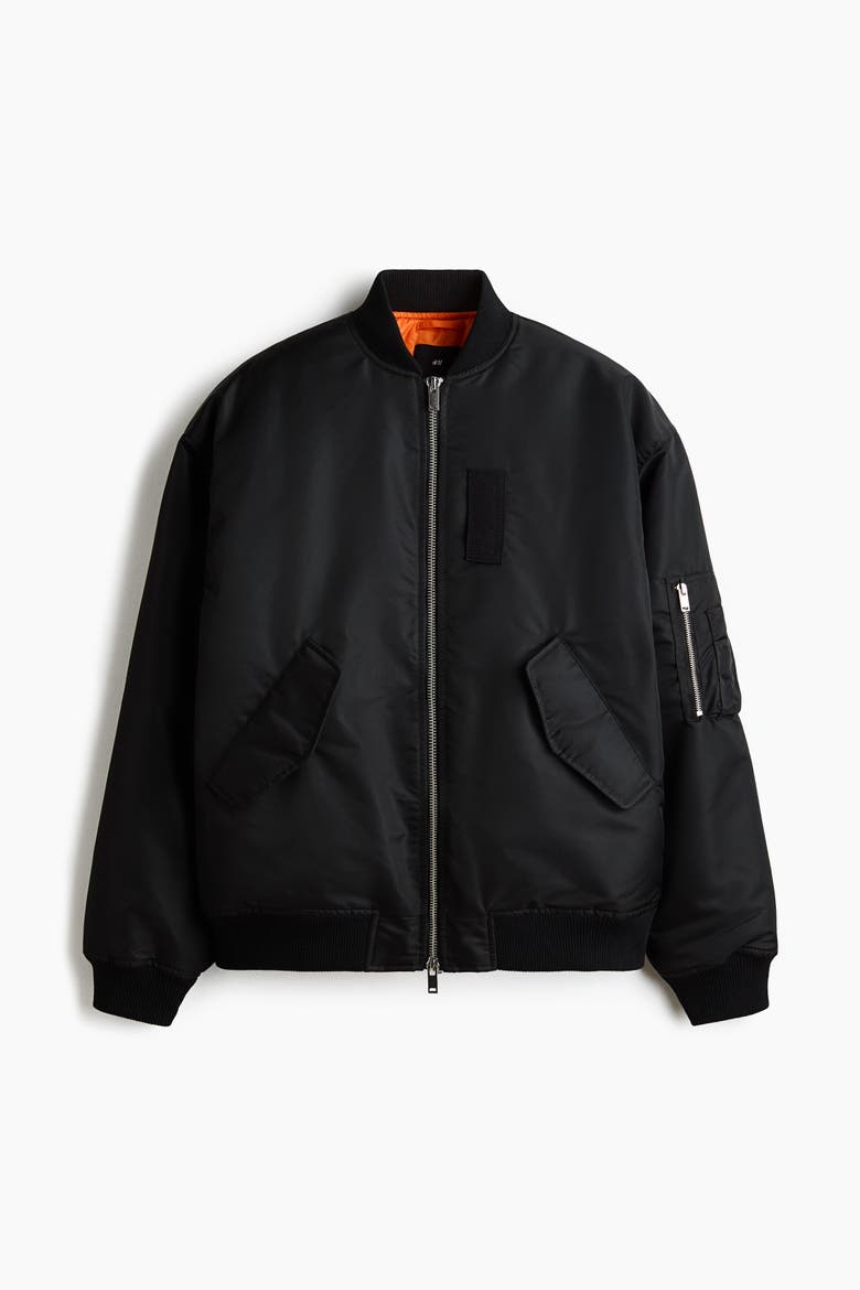 Padded Bomber Jacket, Alternate, color, Black
