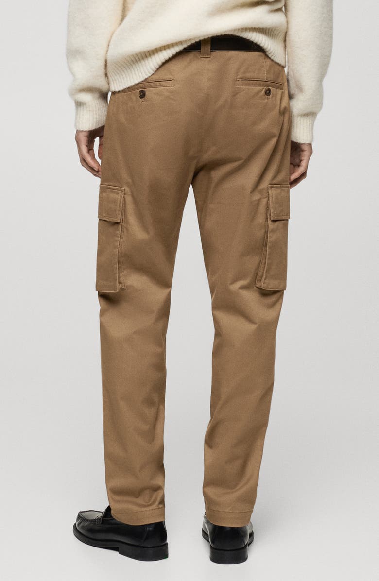 MANGO Regular Fit Flat Front Twill Cargo Pants, Alternate, color, Medium Brown