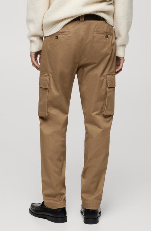 Mango Regular Fit Flat Front Twill Cargo Pants In Medium Brown