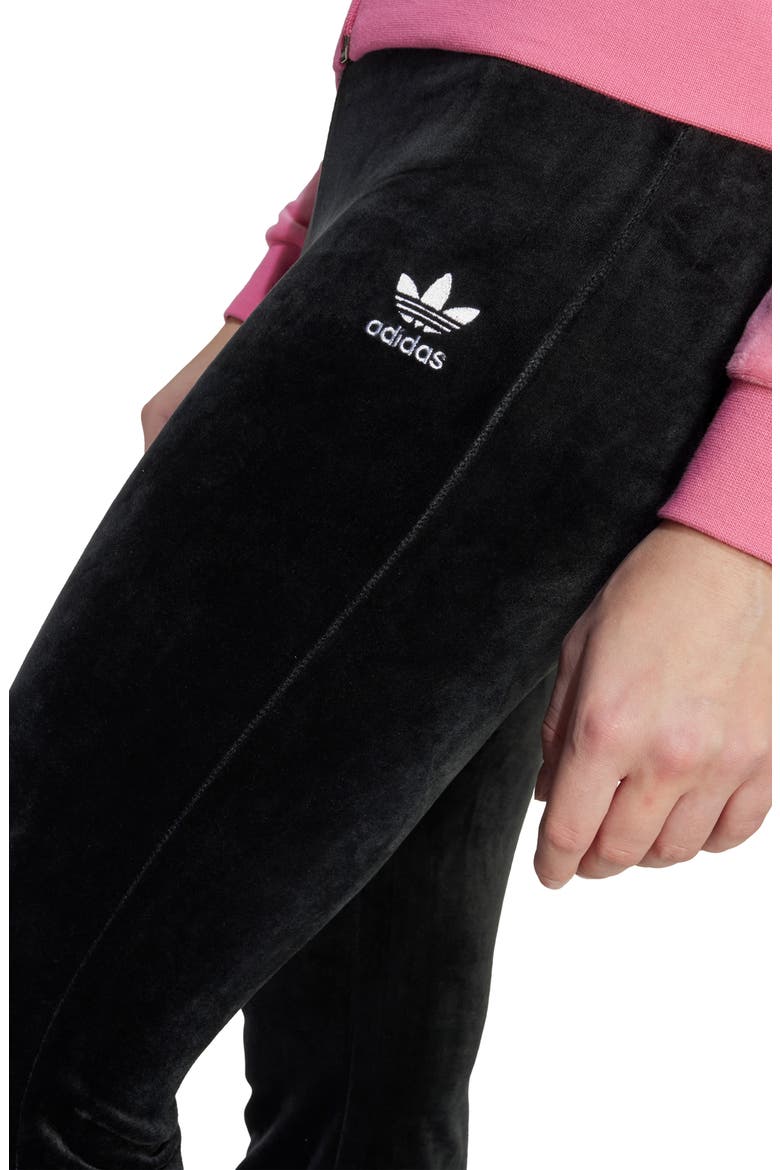 Kids' Velour Flare Pants, Alternate, color, BLACK