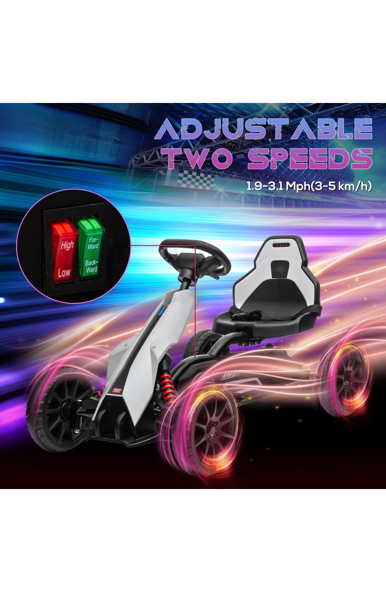 Aosom 12V Kids Electric Go Kart with Forward Backward Drive Adjustable Speed, Alternate, color, White