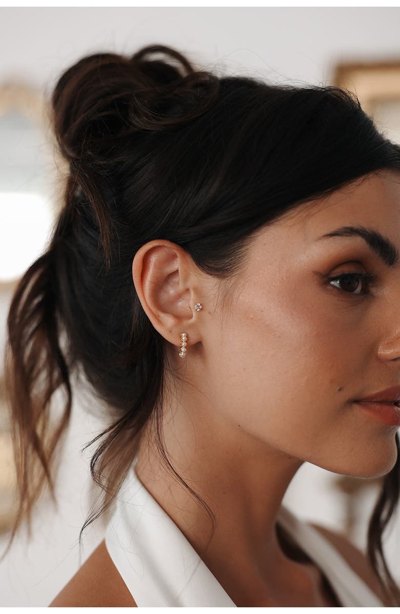 Untamed Petals Jessica Pearl Mini Hoops, Alternate, color, Pearl