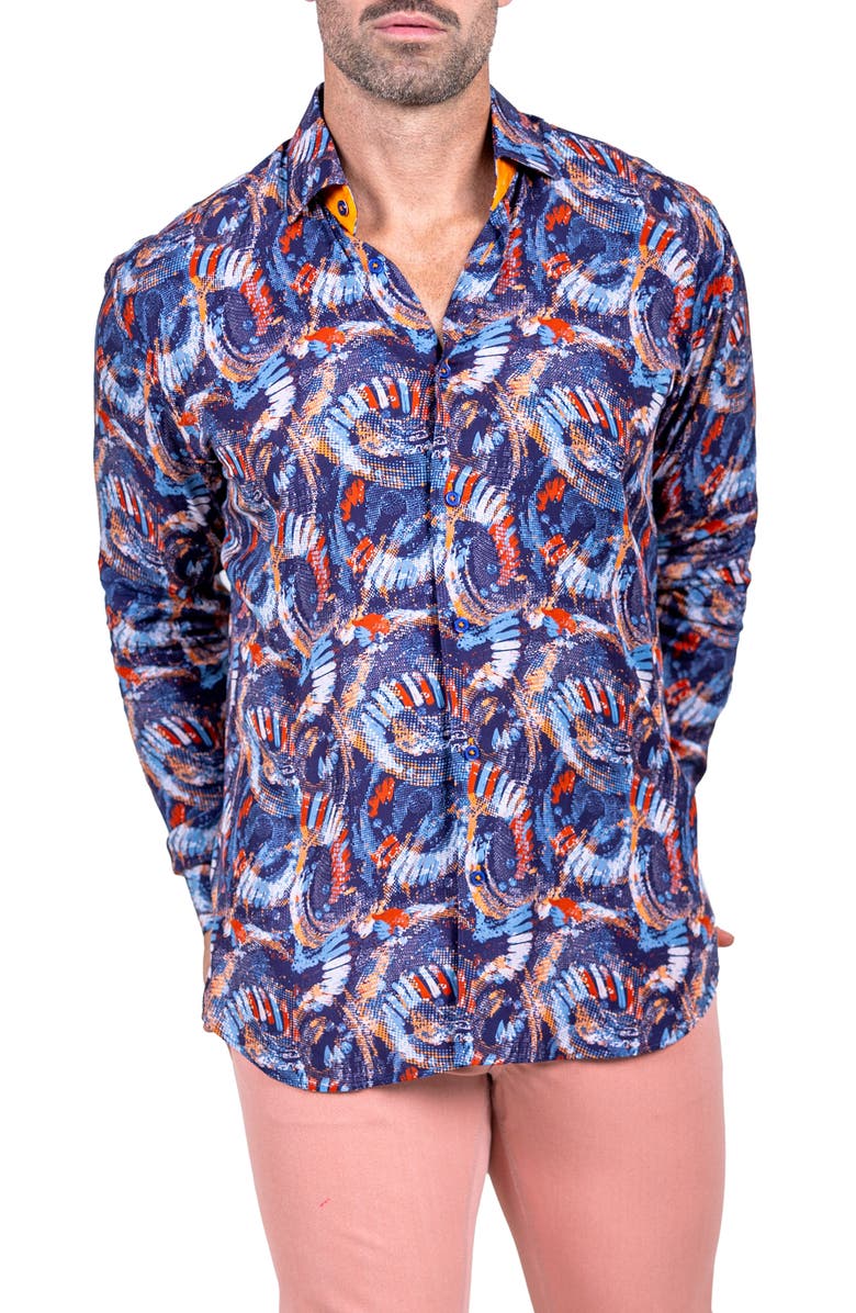 Maceoo Fibonacci Marthyr 0278 Contemporary Fit Button-Up Shirt, Alternate, color, Blue