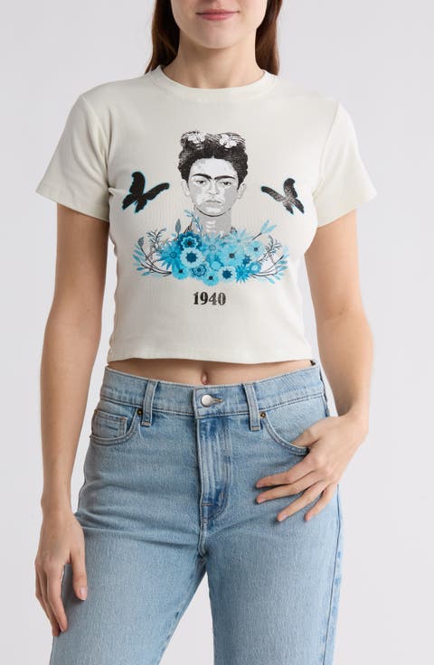 Frida Kahlo Self Portrait Crop Graphic T-Shirt