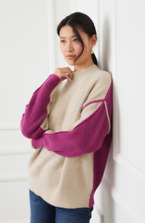 Karen Kane Colorblocked Mock Neck Sweater In Neutral