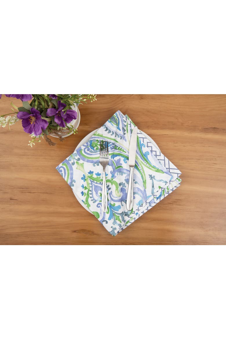 Juliet Reversible Bright Paisley Cloth Napkin Set of 6, Alternate, color, Blue