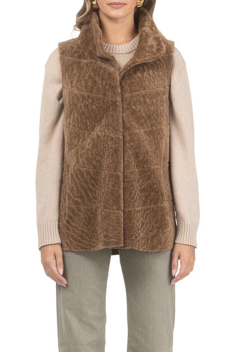 Reversible Genuine Shearling Vest, Alternate, color, CAMEL/CAMEL