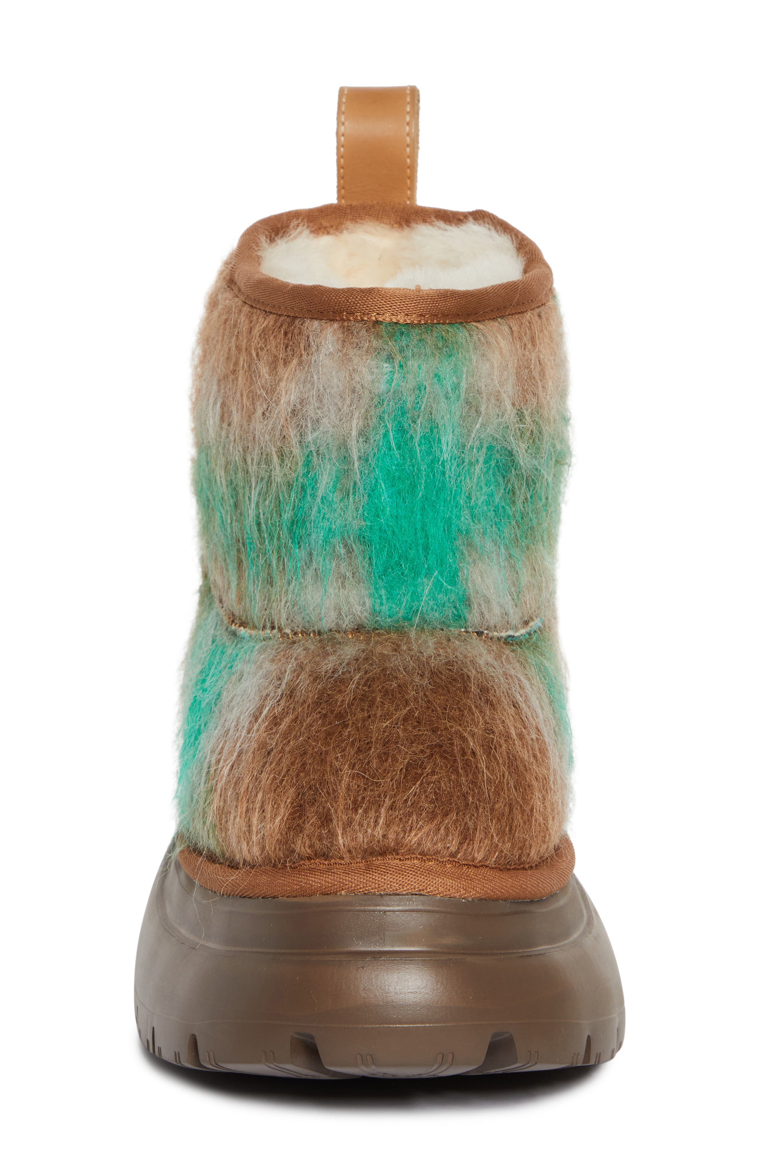 Chunky Sole Woolly Genuine Shearling Bootie, Alternate, color, BRUSHED PLAID