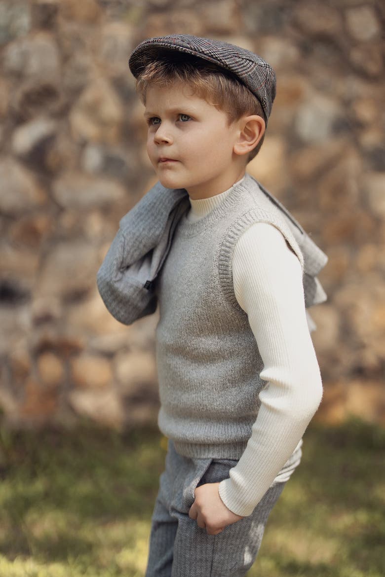 Mix Knit Ribbed Neckband Armhole Vest, Alternate, color, Beige Mix