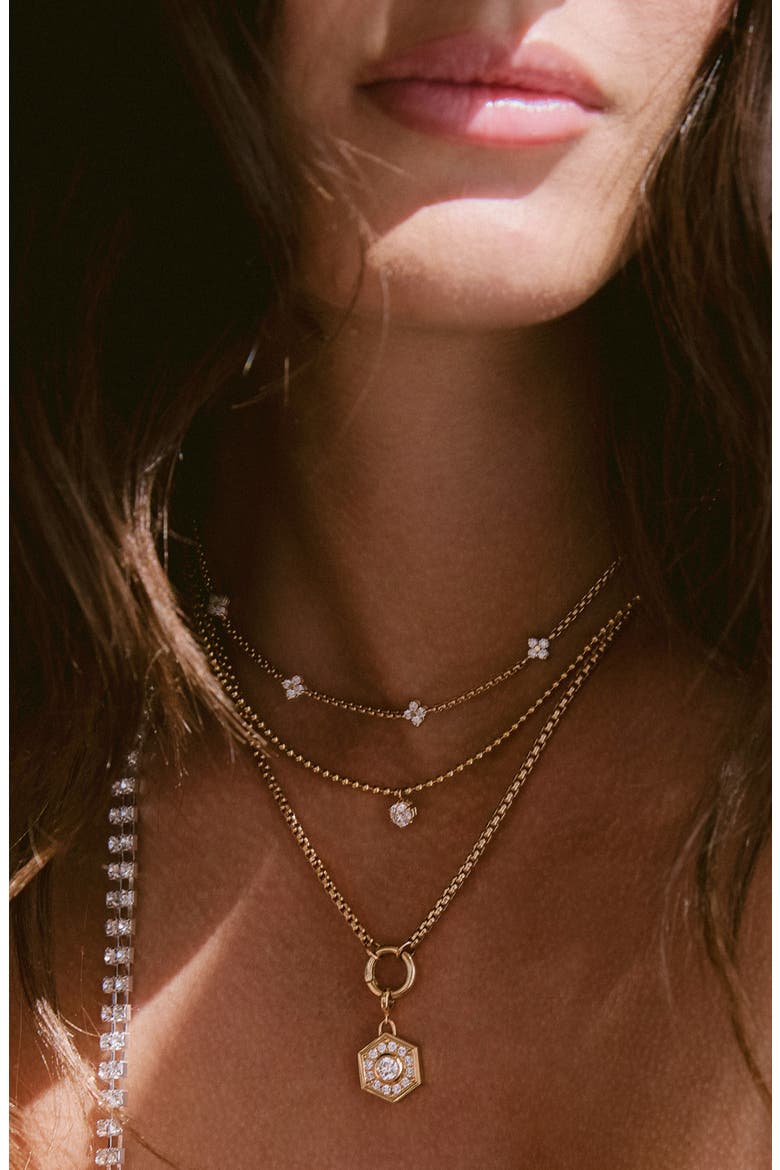 14K Gold & Diamond Station Necklace, Alternate, color, YELLOW GOLD