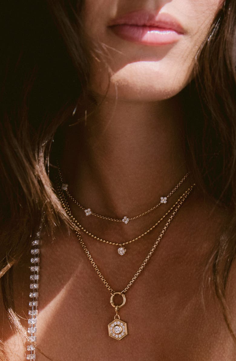 Zoë Chicco 14K Gold & Diamond Station Necklace, Alternate, color, Yellow Gold