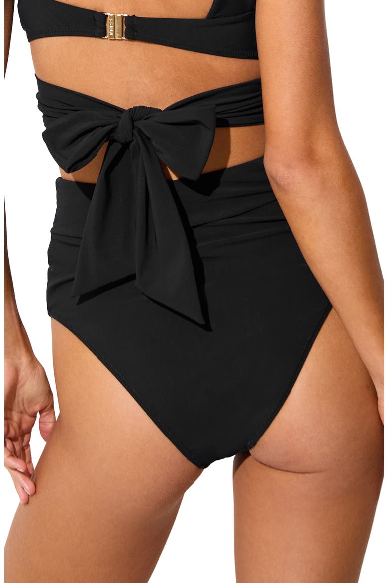 Maisie High Waist Bikini Bottoms, Alternate, color, BLACK
