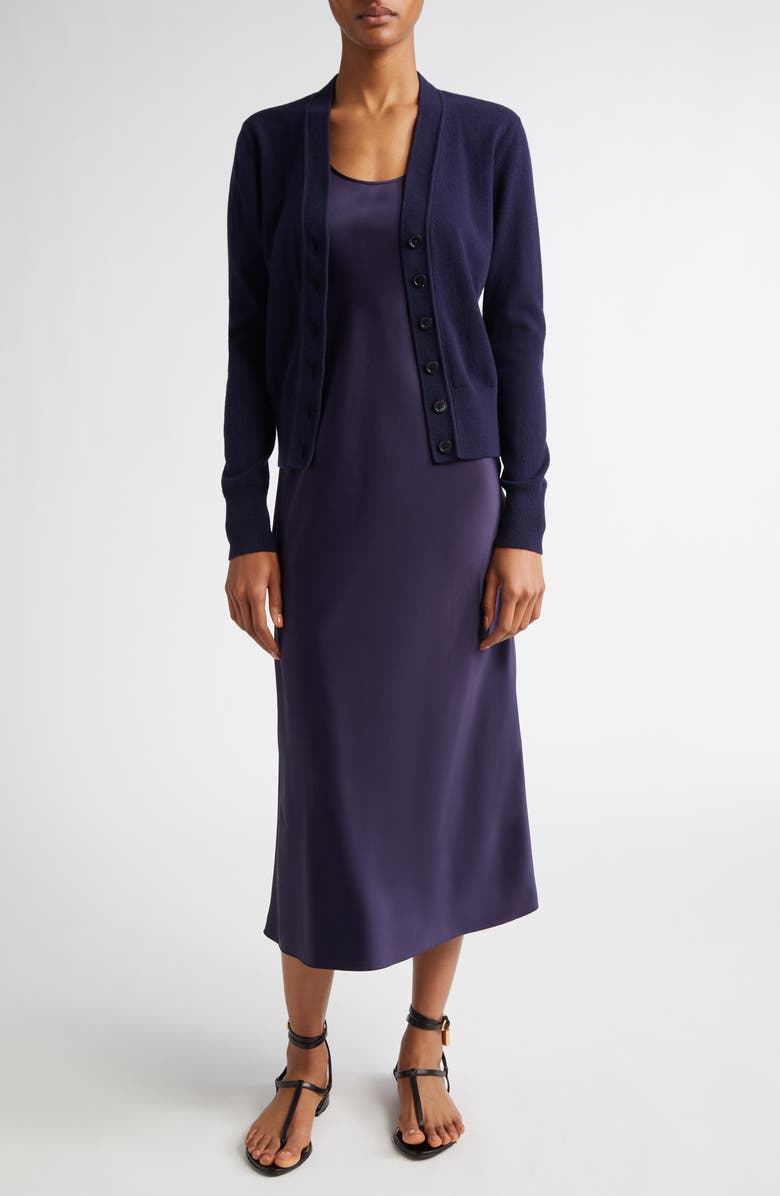 Michael Kors Collection U-Neck Sleeveless Satin Midi Dress, Alternate, color, Maritime