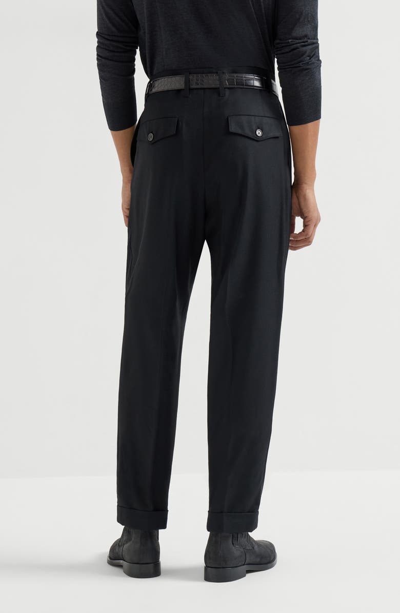 Brunello Cucinelli Pantalone in flanella di lana vergine, Alternate, color, Black